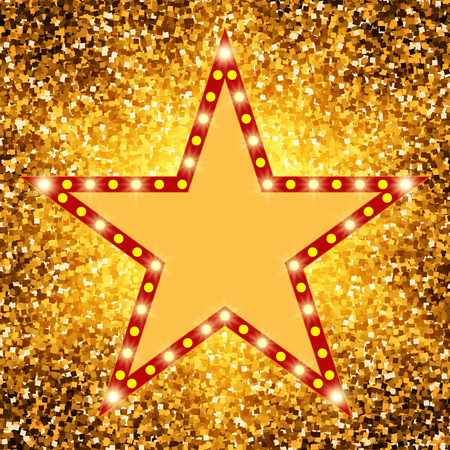 Star retro light banner on shining background. Vector illustrationのイラスト素材