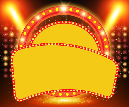 Retro banner on stage with spotlight effect background. Vector illustrationのイラスト素材