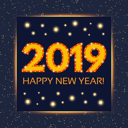 Christmas and New Year background with shining gold stars. Vector illustrationのイラスト素材
