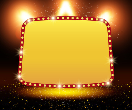 Poster Template banner with podium and spotlights. Design for presentation, banner, concert, show. Vector illustrationのイラスト素材