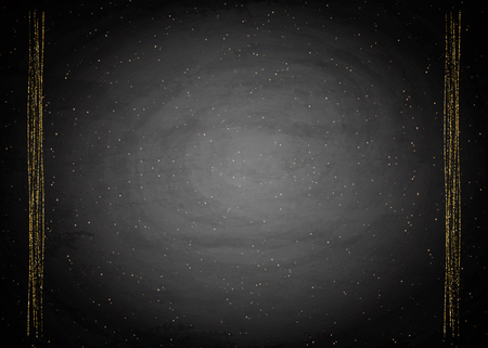 Template for business greeting offer card. Gold shining frame on blackboard. Vector illustrationのイラスト素材