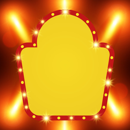 Poster Template banner with spotlights. Design for presentation, banner, concert, show. Vector illustrationのイラスト素材