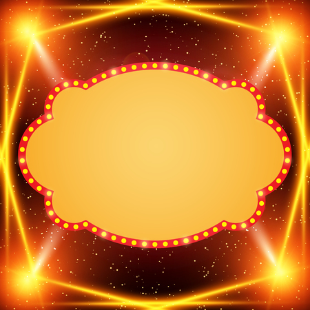 Poster Template banner with spotlights. Design for presentation, banner, concert, show. Vector illustrationのイラスト素材