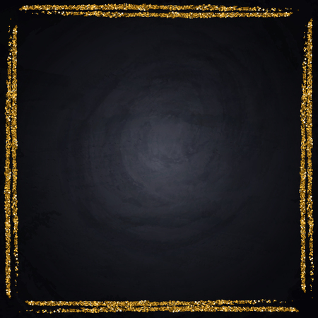 Template for business greeting offer card. Gold shining frame on blackboard. Vector illustrationのイラスト素材