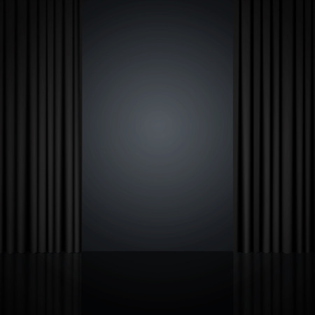 Background with black curtain. Design for presentation, concert, show. Vector illustrationのイラスト素材