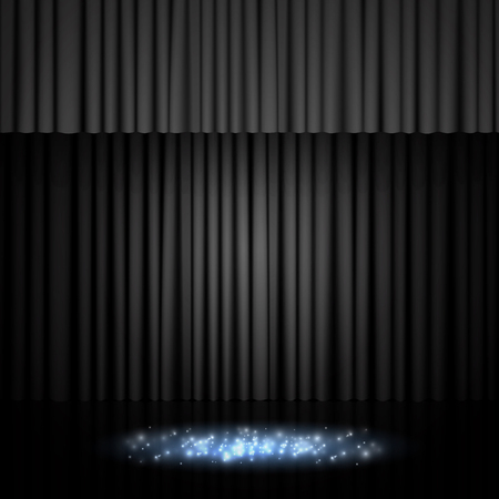 Background with black curtain. Design for presentation, concert, show. Vector illustrationのイラスト素材