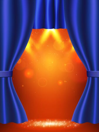 Background with blue theatre curtain. Vector illustrationのイラスト素材