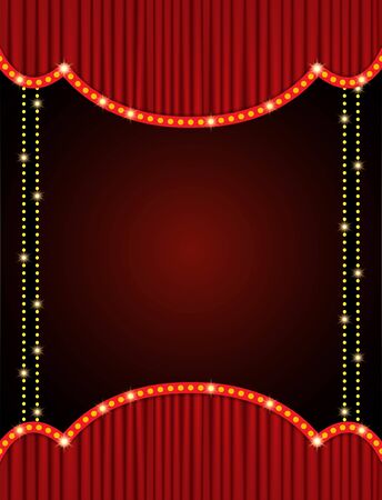 Background with red curtain. Design for presentation, concert, show. Vector illustrationのイラスト素材