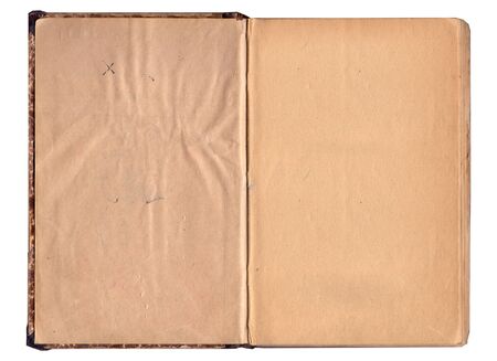 Vintage old book cover isolated on white backgroundの写真素材