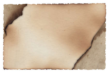 Old vintage rough texture retro paper with burned edges, stains and scratches backgroundの写真素材