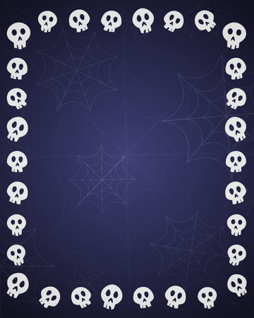 Halloween background for design with skulls and spiderweb. Vector illustrationのイラスト素材