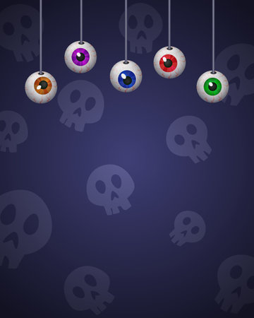 Happy Halloween background for design with hanging eyes. Vector illustrationのイラスト素材