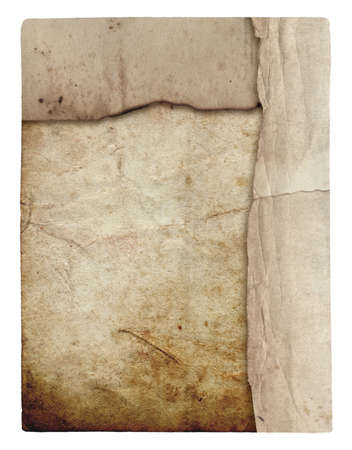 Old photo paper texture with stains and scratches isolated on whiteの写真素材