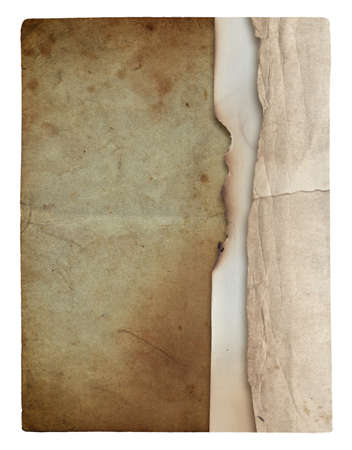 Old photo paper texture with stains and scratches isolated on whiteの写真素材