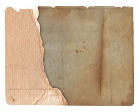 Old paper with scratches and stains texture isolated on white