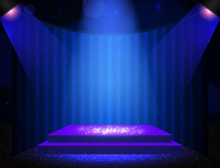 Vector illustration blue background with shining sparkle stage podiumのイラスト素材