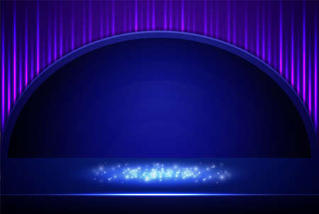 Vector empty neon table or room wall background for design show content productのイラスト素材