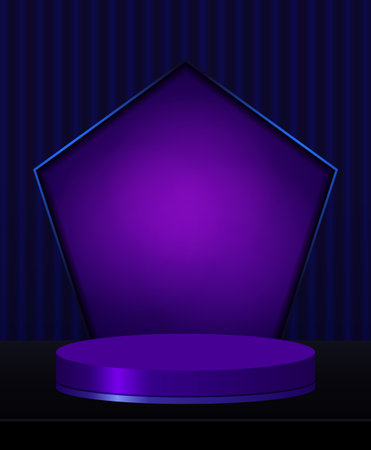 Vector stage violet neon background with geometric blue round platform for design show productのイラスト素材