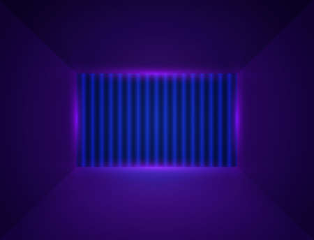 Vector empty blue room background with neon light wall for design show content productのイラスト素材