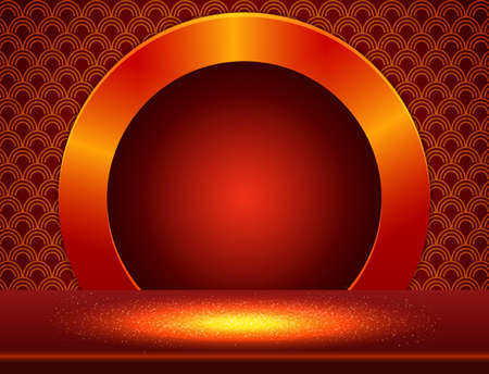 Vector illustration red pattern background with sparkle stage shine floorのイラスト素材