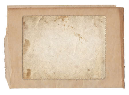 Old vintage rough paper with scratches and stains texture isolated on whiteの写真素材