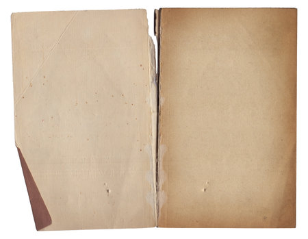 Vintage old book cover isolated on white backgroundの写真素材