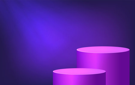 Abstract room with purple pedestal podium and light. scene for product display mockup presentationのイラスト素材