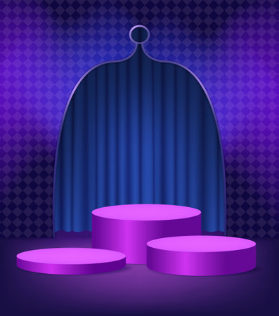 Abstract room with purple pedestal podium and arch shape. scene for product display mockup presentationのイラスト素材