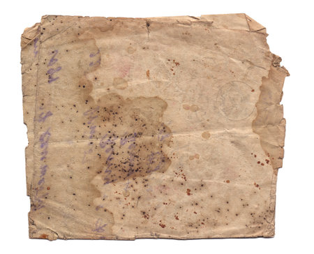 Vintage background of old paper texture with spots isolatedの写真素材