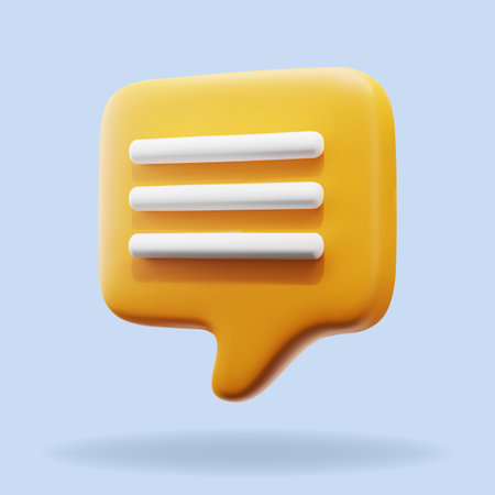 3d design of orange speech bubble message notification icon concept. Vector illustrationのイラスト素材