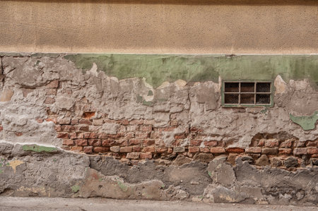 Old ancient wall texture background with cracksの写真素材