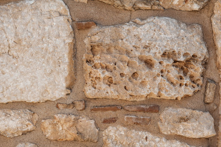 Ancient wall texture background with old concrete bricksの写真素材