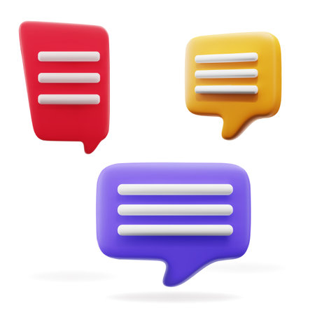Set of 3d design of speech bubble message notification icon concept isolated on white background. Vector illustrationのイラスト素材
