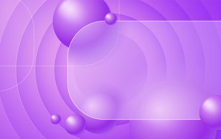 Creative glassmorphism illustration design with transparent rectangle frame and purple floating spheres template on the circles backgroundのイラスト素材