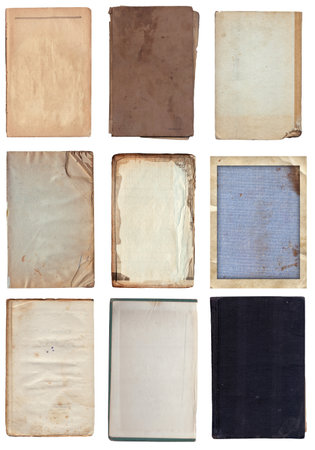 Set of Vintage background of old paper texture with spots and scratches isolatedの写真素材