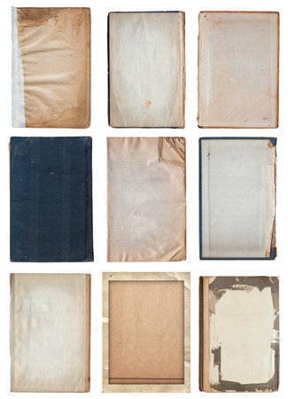 Set of Vintage background of old paper texture with spots and scratches isolatedの写真素材