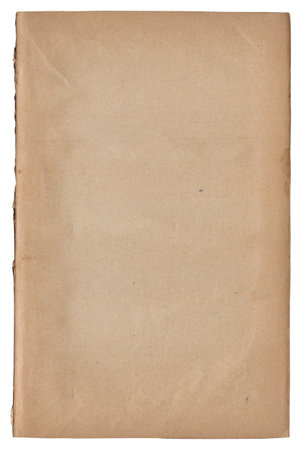 Vintage background of old ancient torn paper texture with spots isolatedの写真素材