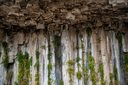 The Symphony of Stones in Garni, Armenia, hexagonal rock formations showcase the rugged beauty of...