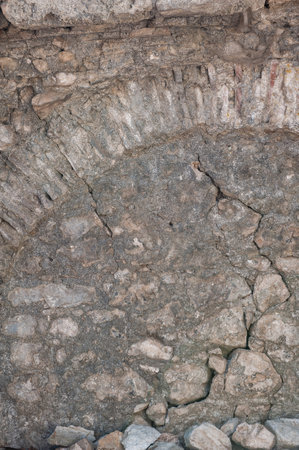 Ancient wall texture background with old concrete bricksの写真素材