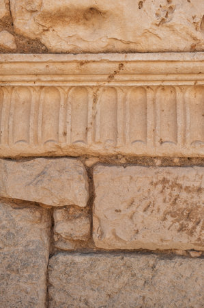 Ancient wall texture background with old concrete bricksの写真素材