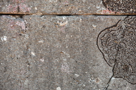 Ancient wall texture background with old concrete gray bricksの写真素材