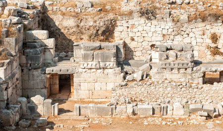 Ancient historical ruins in the ancient City in Antalya Province, Turkeyの写真素材