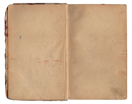 Vintage empty background of old book spread paper texture isolatedの写真素材