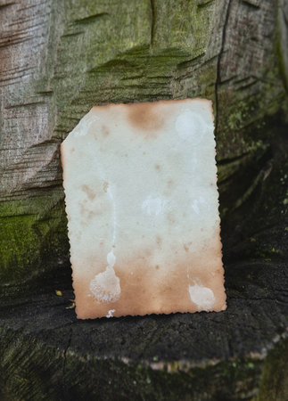 Vintage empty paper lies on the old wooden texture background