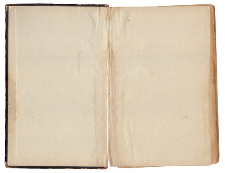 Vintage empty background of old book spread paper texture isolatedの写真素材
