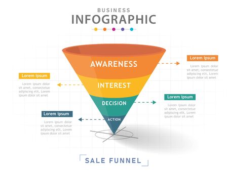 Infographic template for business. 4 Steps Modern Sales funnel diagram, presentation vector infographic.	のイラスト素材