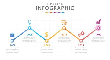 Infographic template for business. 5 Steps Modern Mindmap diagram with lines, presentation vector infographic.のイラスト素材