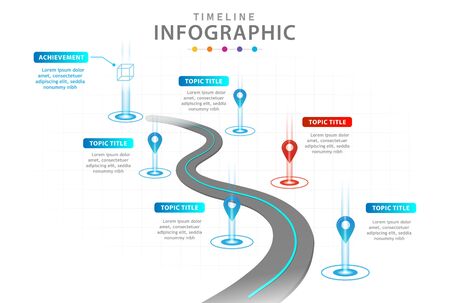 Infographic template for business. 6 Steps Modern Timeline diagram with roadmap, presentation vector infographic.のイラスト素材