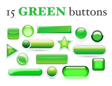 Set of 15 various green buttonsのイラスト素材