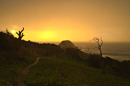 Kepi i Rodonit in the North West of Albania on a cloudy dayの写真素材